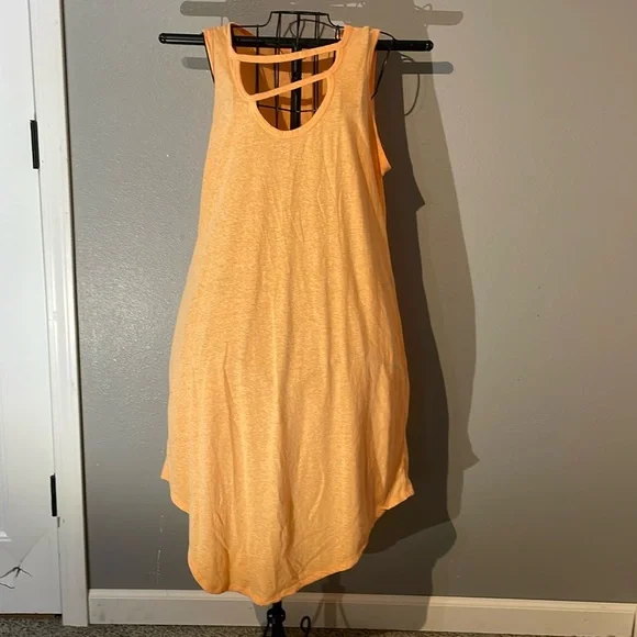 knee length dresses for ladies Vibrant Orange Linen Belted Maxi Summer Dress